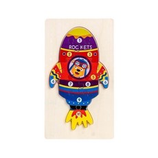 火箭造型數字拼圖 兒童早教益智玩具 木製立體拼圖 訓練手眼協調, 1個, 10片
