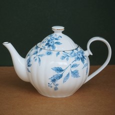 青花圖案新骨瓷花茶壺 500毫升 英式復古茶具 附濾孔, 1個, 花茶壺 - 大約500ML, 青花, 500ml