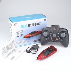RC 보트 고속 스피드 충전식 방수 경량 고출력 전동, 데이터케이블+리모콘, 레드