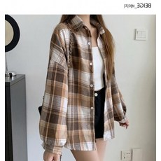 여성 심플 클래식 체크 셔츠 남방 여유핏 체크남방 데일리룩