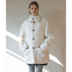 라미네즈 LAMINEZ 헤어리 하프 코트 - 아이보리