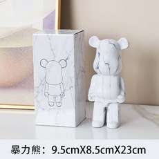 폭력적인 곰 장식품 창조적 인 재미있는 거실 TV 캐비닛 장식 어린이 돼지 저금통 트렌드 오피스 클럽 장식, 27cm, 블랙 잉크 패턴, 1개