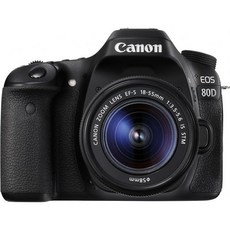 캐논 DSLR EOS 80D 디지털 SLR 카메라 본체 블랙 리퍼, Black, w/ 18-55mm, Base
