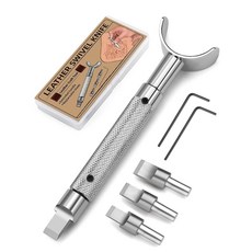 FUSNOW 가죽 회전 나이프 손잡이가 확장된 가죽 각인 나이프 각인 및 도장을 위한 교체 가능한 칼날 3개 DIY 공예 도구