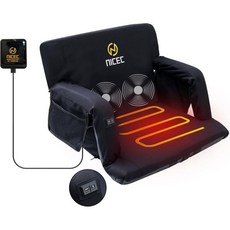 멋진 C 온열 마사지 스타디움 시트 바닥 의자 블리처 리클라이닝 방수 쿠션 접이식 두꺼운 패딩 어깨끈 및 사이드 포켓 포함, 1, Regular 1