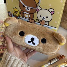 무드바이브 귀여운 리락쿠마 인형 필통 파우치 키티 심플 망사 키티 대용량 투명 동물 고양이 고등학생 중학생 필통, 1개, 리락쿠마 필통