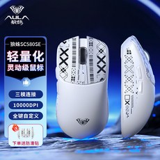 狼蛛SC580 三模無線滑鼠 2.4G 藍牙 有線 輕量化 電競遊戲專用 台灣保固, SE版#白色+防滑貼+宏編程