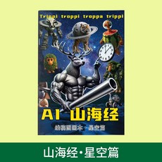 山海經填色畫冊：木棍人描摹本，穿鞋鯊魚圖案，兒童繪畫臨摹本, 1本：AI山海經（星空篇）