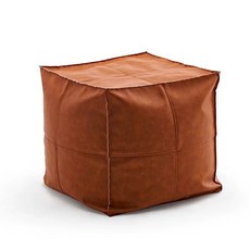 가죽빈백 소파 1인용 테크원단 빈팩 싱글 면료A 좌 거실 오렌지핑크 대형, 갈색 가죽