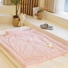 더품 토끼인형 바이오 워싱 고밀도 80수 순면 신생아 아기 차렵 이불세트 출산 준비 선물, 인디블루