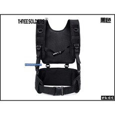 野戰搖滾肩掛式背帶戰術腰封黑色 戰術背心腰靠MOLLE戰術腰帶勤務腰帶Y帶肩掛腰封, 黑色, 1個