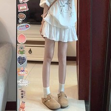 [벨루미아] 여름 임부복 화이트 A라인 미니 스커트 발레 스타일 편안한 캐주얼룩