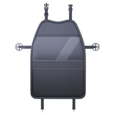 純色防踢墊 汽車座椅背收納袋, 黑色, 1個
