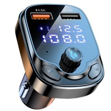 차량용 블루투스 5.0 FM 송신기 2 USB 고속 충전기 C 타입 Mp3 플레이어 지지대 카드 B 4.8A, 01 Black