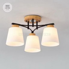 HUGO LIGHTING 無印風半吸頂燈 北歐風日系臥室客廳餐廳燈, 黑色3燈,有IC分段 (三段)