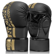 FIVING 권투 글러브 mma 타이 트레이닝 글러브 성인 남녀 공용, 1세트, 블랙+골드