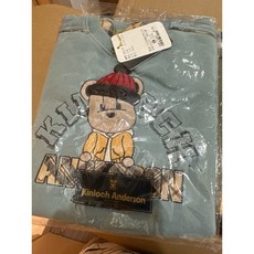 KA小金安德森拼接配棒球熊休閒上衣，可愛童趣，柔軟舒適，拼接條紋設計，時尚有型, 1個, 85綠色雪帽熊上衣, 85綠色雪帽熊上衣