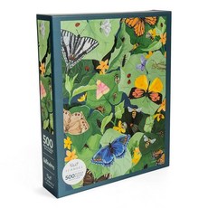 Pollinators 퍼즐 - 나비 꿀벌 및 정원 곤충이 특징인 500피스 직소 벌레 애호가 야외 애호가를 위한 핸드 페인팅 수분 조절제 아트가 있는 다채로운 자연 1Cano, 수분 매개체