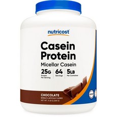 뉴트리코스트 카제인 카세인 프로틴 파우더 단백질 보충제 가루 초콜릿 초코 2.26kg Nutricost Casein Protein Miscellar, 1개