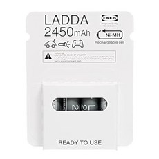 Ikea LADDA 충전식 배터리 AA HR6 1.2V 2450mAh 그레이 - 4개 팩