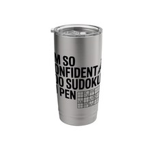 저는 스도쿠 러버 좋아합니다 스테인리스 보드 스틸 게임 풀이 숫자 퍼즐 단열 텀블러를, 20 Ounces, White