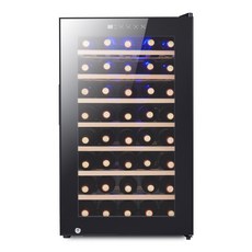 雙層防霧玻璃門酒櫃 120L/52瓶 電子式大容量紅酒櫃, 黑色, 52瓶櫸木架