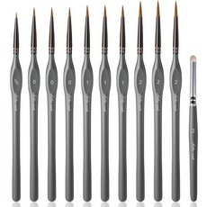 골든 메이플 미니어처 페인트 브러시 드라이브러시-10pcs 마이크로 디테일 세트 아크릴 수채화 및 숫자별 페인트용 소형 브러시 피규어, 10GY