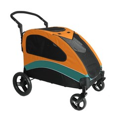 대형견개모차 개모차 접이식 저상형 트레일러 대형견유모차 웨건 유모차 캐리어 펫모차 분리형, C. 오렌지 그린