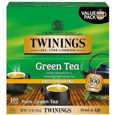 Twinings Peach & Orange 허브 티 개별 포장된 백 100개 (1팩) 과즙 및 과일 천연 카페인 프리 뜨겁거나 차갑게 즐기기 티백 100개141988, Decaf Green Tea, 200g