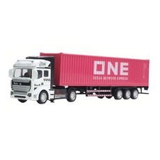 1:50模型貨櫃車 重型聯結車 1/50迴力卡車頭 灰色40尺貨櫃拖車 大型卡車模型