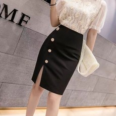 Vezri 여성 여름 봄 가을 패션 스판 옆트임 하이웨스트 오피스룩 허리조임 미니 스커트