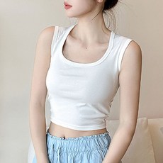 cammello 부유방 커버 스퀘어넥 쫀쫀 크롭 면 나시 빅사이즈 민소매나시
