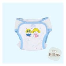 Ailiher 愛力兒優質雙娃無縫尿褲 台灣製 不外流無孔不滲透環保學習褲訓練褲, 藍色,XL（18-24M）, 1個