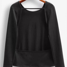 長袖上衣, S, 黑色常規款