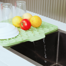 Whoty 실리콘 물빠짐 식기건조 매트 특대형, 1개, 녹색, 1단