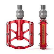 GEWAGE 鋁合金三培林快拆式腳踏板 適用於自行車, 紅色, 1個