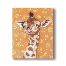 MANTO 台灣製造 大尺寸DIY數字油畫 40X50cm 釘好內框 日本花海歐洲風景 初學者專用, 萌萌長頸鹿, 1套