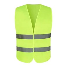 老街口 反光安全背心反光衣馬甲 環衛勞務建築施工工地工作服定制印字logo, 1個, 兩條杠粘-熒光綠【10件裝】