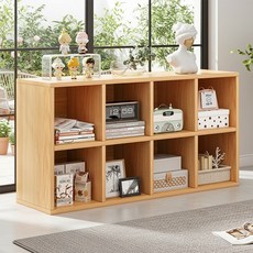 방일 DIY 자유조립 격자 수납장 목재 선반 거실 책장 벽걸이 수납 캐비닛, 나무색