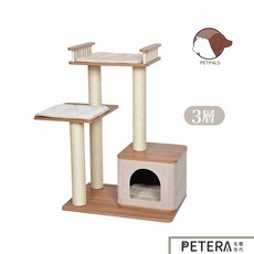 Petpals 3層原木觀景貓跳台，貓咪爬架、貓玩具, 詳見包裝, 詳見包裝