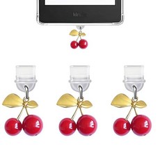 CasaPopz 킨들용 참 3개 타입 C 충전 포트가 있는 킨들과 호환되는 더스트 플러그 참 책 애호가 독자 남성 여성 교사 학생을 위한 코켓 선물 킨들용 액세서리 (곰), 체리 3개