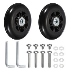 YELARXI 교체용 수하물 바퀴 여행 가방 바퀴 교체 키트 90x24mm 및 1세트 및 고무 및 블랙 - 피팅 (회전 캐스터 베어링 수리/교체/롤러 백/가방/스피너)