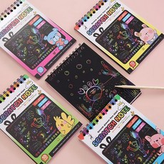 [PK] 미니 스크래치 페이퍼 미술 색칠공부 그림판 노트, 그린