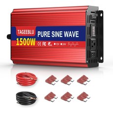 TAGEBLU 1500W 순수 사인파 인버터 RV 오프 그리드 트럭 2개의 AC 콘센트 및 LCD 디스플레이용 12V DC 110V120V 파워