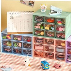 서랍 다꾸 서랍함 약통 쌓아쓰는 파스텔 미니 정리함 적층수납함 머리끈정리함, 그린