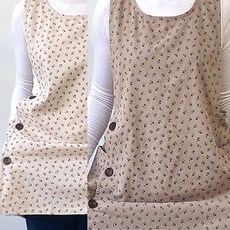 jh부드러운 순면 큐티플라워 원피스 앞치마 (2color) 어린이집 보육교사, 진베이지, 1개