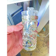 亞克力水煙壺全套【雙龍帶閃光燈】水菸袋雙循環過濾菸嘴煙壺配件, 1個, 銀色:無規格