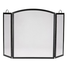 UNIFLAME S 1507 아치형 상단이 있는 대형 3겹 블랙 연철 벽난로 스크린, Large