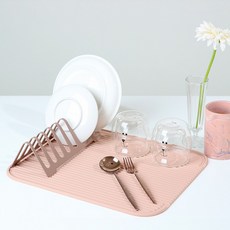 크린리빙 실리콘 식기 건조 매트 세트 주방 싱크대 드라잉 매트 접시 랙, 밀크티, 1개