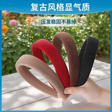 復古寬邊海綿髮箍女，壓發穩固不易掉, 1個, 5塊5 法式復古髮箍 深紅色-單個裝